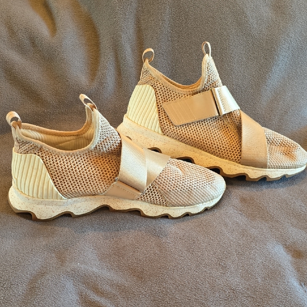 Sorel Women's Athletic Slip-On Sneakers in Cream and Tan - Picture 2 of 5